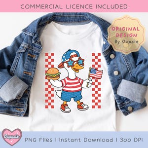 4th of July Goose PNG, Cute Patriotic Goose Clipart, Boy Goose 4th of July Sublimation, American Flag PNG, Instant Download Printable