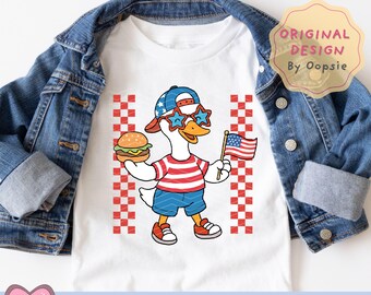 4th of July Goose PNG, Cute Patriotic Goose Clipart, Boy Goose 4th of July Sublimation, American Flag PNG, Instant Download Printable