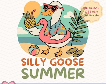 Silly Goose Summer PNG, Trending Goose Design Digital Download, Cute Retro Goose PNG, Funny Goose Clip art
