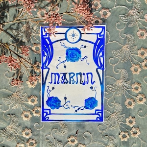 Biglietto personalizzabile dipinto a mano come biglietto di auguri o biglietto da visita regalo per la festa della mamma in stile Art Nouveau acquerello - unico - primavera - fiori