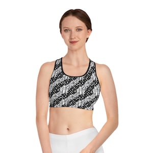 Stylish Sports Bra - Activewear for Women, Workout Apparel, Fitness Gear, Gym Essential, Black and White Design