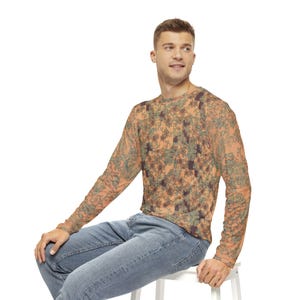 Stylish Floral Men's Long Sleeve Shirt, Boho Chic Top, Casual Wear, Gift for Him, Spring Fashion, Nature Lover Apparel