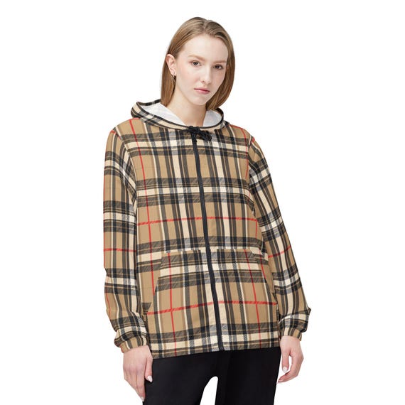 Karierte Windjacke, stylische Regenbekleidung, lässige Outdoor