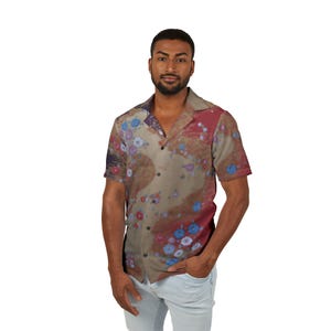 Floral Hawaiian Camp Shirt, Summer Vacation Shirt for Men, Tropical Beachwear, Luau Outfit, Casual Retro Style