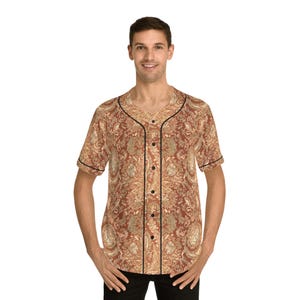 Vintage Paisley Men's Baseball Jersey, Bohemian Sports Shirt, Trendy Casual Wear, Perfect for Summer, Unique Gift Idea