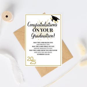 Graduation Card Christian, Printable Graduation Card, Congratulations Grad, Easy Graduation Gift, Graduation Blessing, Numbers 6:24-26