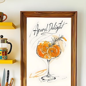 Aperol Delight - trendy cocktail art, aperol spritz, drinkposter, hugo spitz, cocktail guide print