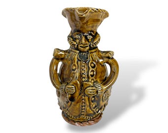 Vintage French Artist Made Patrick Pernel Signed Character Jug Figural Folk Art