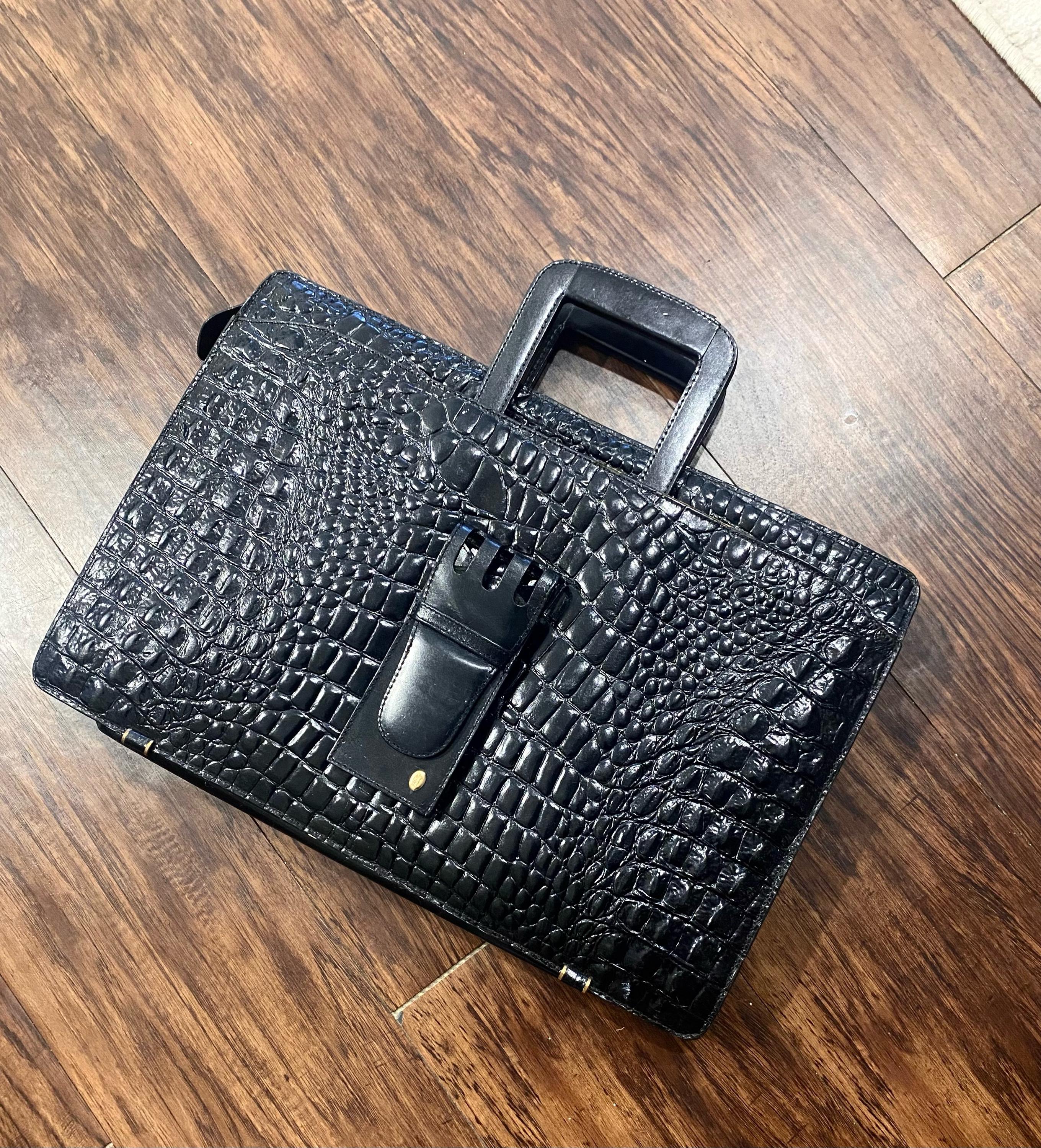 Gorgeous MCM black crocodile leather briefcase Black Crocodile Leather James Bond Attache Case/ Briefcase main image 4