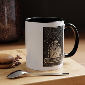 The Reader Coffee Mug, Bookish Coffee Cup, Book Lover Gift, Gifts for Her, Tarot Card Cup, Witchy Book Lover, Book Club Gift, Coffee Lover