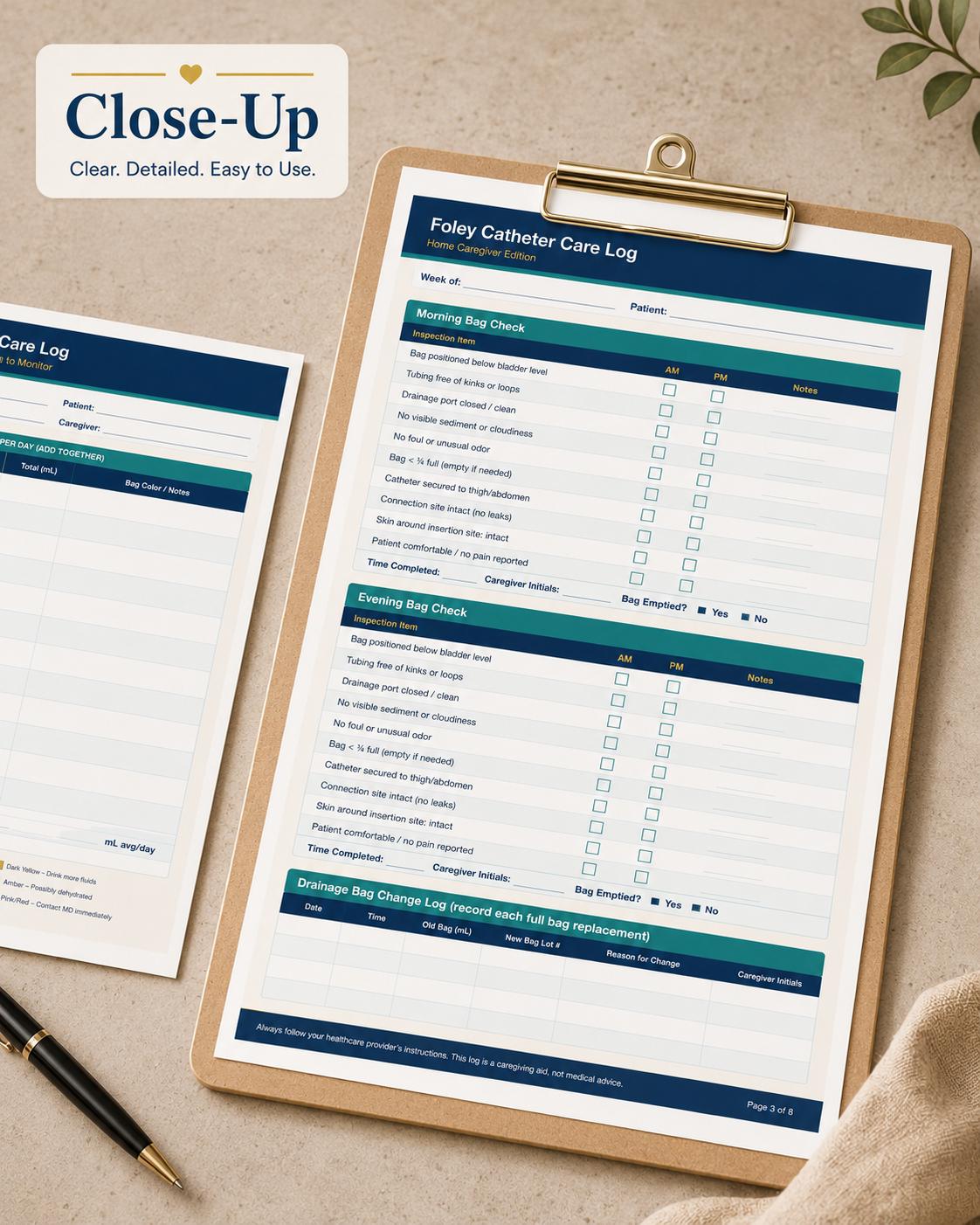Foley Catheter Care Log Printable | Nurse-made Urinary Output Tracker ...