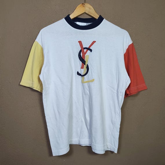 Saint Laurent, Vintage YSL Tricolor Big Logo Tshirt