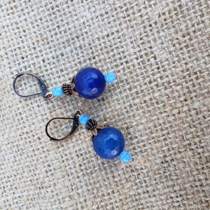 sapphire and copper drop earrings
