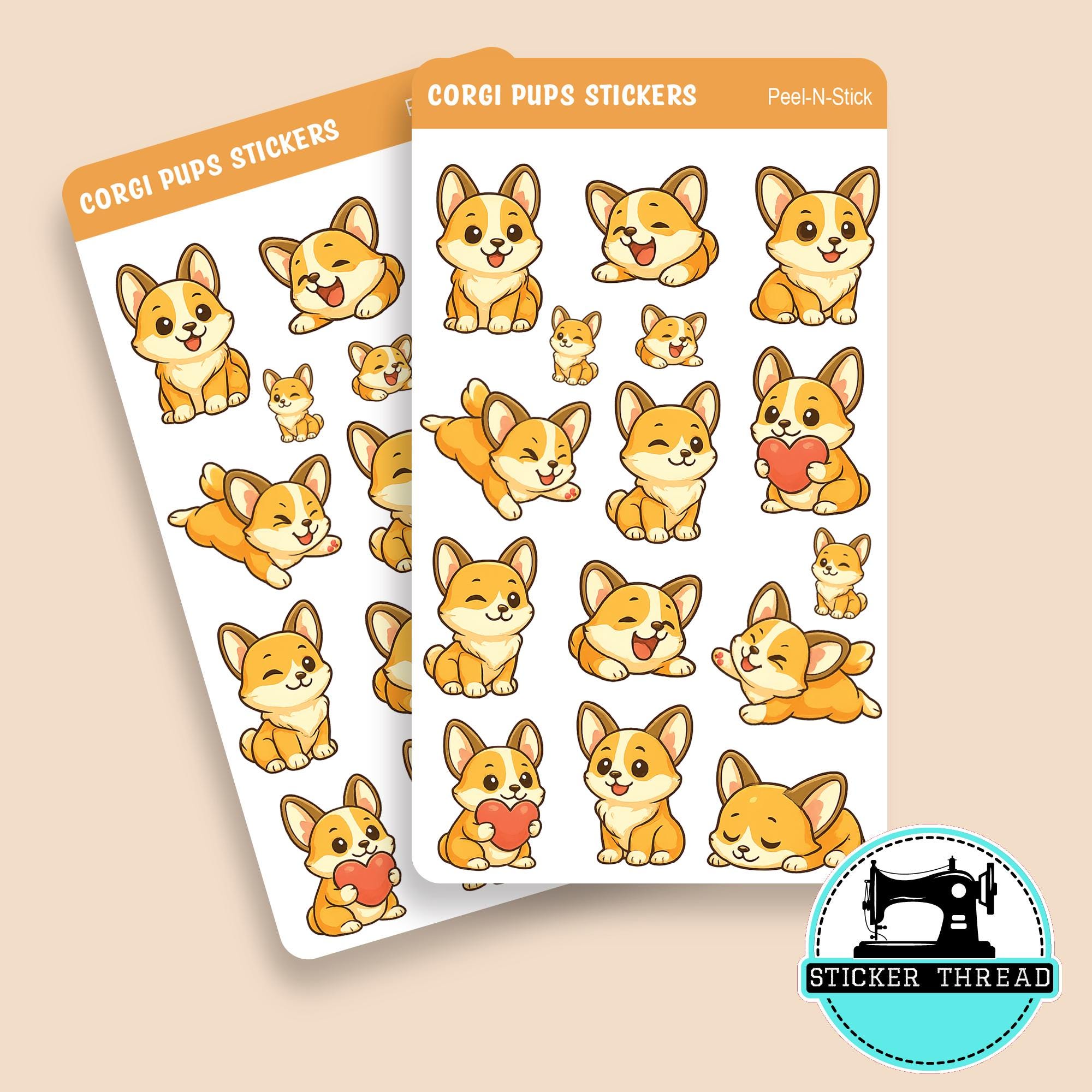 Labratory Corgi Sticker Corgi Pups Sticker Sheet | Laptop Sticker | Water Resistant Sticker ...