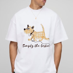 Dog Lover T-Shirt | Simply the Bestie Tee | Cute Dog Sketch Shirt for Women | Pink Aesthetic Pet Gift | Puppy Graphic Tee
