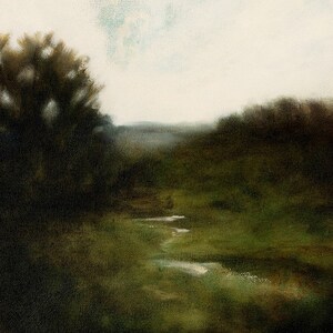 Oil Painting Art Print, 8x8 Oil Landscape Painting Print, Oil Landscape Wall Art Print, Gothic Dark Academia, Masculine Art for Men's Office
