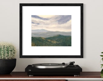 Appalachia Art Mountain Forest Scene, Oil Painting Print, Appalachian Trail Mountain Range Painting, Landscape Nature Wall Art 8x10, 11x14