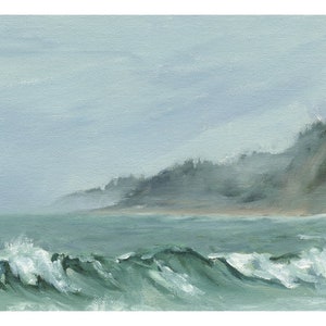 Pacific Ocean Landscape Painting Print - 5x7 Wall Art Print - Sayulita Mexico Oil Painting - Oil Landscape Painting