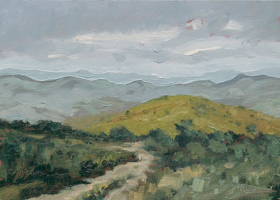 Appalachian Art Mountain Forest Scene, Oil Painting Print, Appalachian Trail Mountain Range Painting, Landscape Nature Wall Art 8x10, 11x14