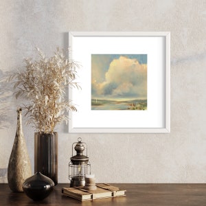 Landscape Oil Painting Art Print - 8x8 Oil Painting Giclee Wall Art Print - Awash - Modern Home Office Decor - Oil Painting Blue Abstract