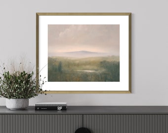 Large Oil Painting Landscape Print, Mountain Painting Print, Oil Painting Countryside Print of Painting 16x20 Fine Art Print, Muted Colors