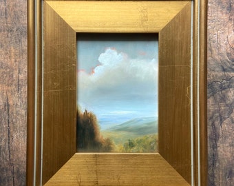 Original Oil Painting, 5x7 Framed Painting, Landscape in Gold Frame, Muted Color Landscape Painting, Original Art, Moody Painting