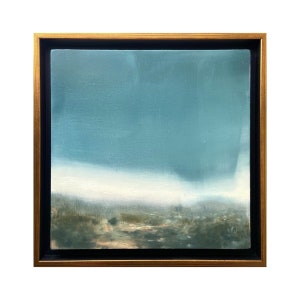 Original Oil Painting, Landscape Original Art, 8x8 Landscape Oil Painting, Impressionist Oil Painting, Muted Pastel Art, Framed Painting