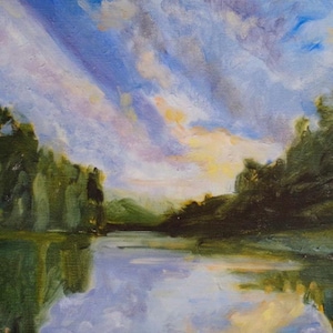 Impressionist Artwork Sunrise Painting 16x20, Painting Print Landscape, Unique Lake House Wall Art, Summer Painting Prints, Oil Painting Art