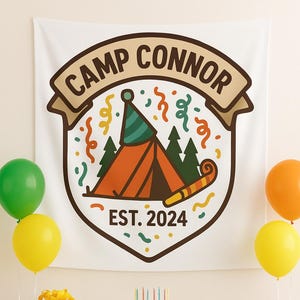 One Happy Camper Wall Banner, Wild One Birthday Party Decor, Happy Camper Personalized Tapestry, Camp Theme Birthday Sign