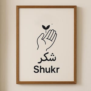 Islamische Wandkunst, Arabische Kalligraphie Digitaler Download, Minimalistische Islamische Kunst, Shukr, Ramadan Dekor, Muslimischen Wohnkultur, Eid Geschenke