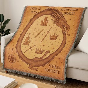 Medieval Tapestry, Dragon Astrarium Large Wall Woven Tapestry, Gothic Medieval Decor, Cottagecore Whimsigoth Wall Hanging