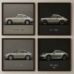 Porsche Wall Art, Porsche 911 Poster, Evolution Series, Masculine Wall Art, Vintage Porsche Print, Digital Download, Porsche Car Poster