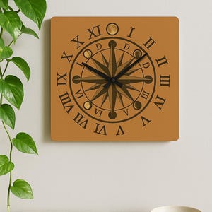 Medieval Decor Wall Clock, Vintage Compass Clock with Moon Phases, Cottagecore, Whimsigoth Style, Unique Gothic Wall Art