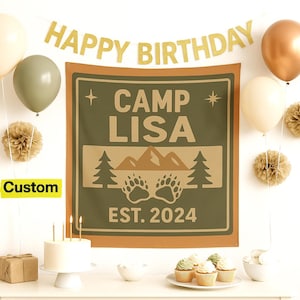 One Happy Camper Birthday Banner, Wild One Party Decor, Camping Birthday Sign, Happy Camper Theme for 1st Birthday