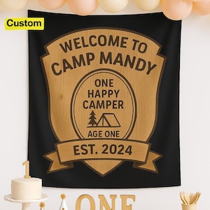 One Happy Camper Birthday Banner, Wild One Camp Sign, Happy Camper Birthday Sign, First Birthday Party Decor