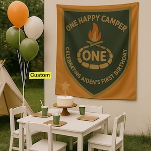 One Happy Camper Birthday Banner, Wild One Camp Sign, Happy Camper Birthday Sign, First Birthday Party Decor
