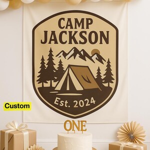 One Happy Camper Birthday Banner, Wild One Party Decor, Camping Birthday Sign, Happy Camper Theme for 1st Birthday