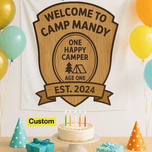 One Happy Camper Birthday Banner, Wild One Camp Sign, Happy Camper Party Sign, First Birthday Party Decor