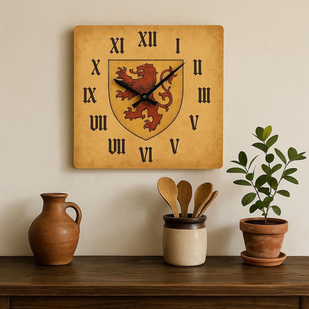 Vintage Wall Clock With Lion Crest, Medieval Decor for Cottagecore or ...