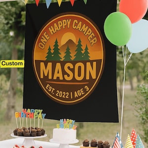One Happy Camper Birthday Banner, Wild One Camp Sign, Happy Camper Birthday Sign, First Birthday Party Decor