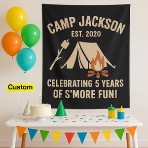 One Happy Camper Wall Banner, Wild One Birthday Party Decor, Happy Camper Personalized Tapestry, Camp Theme Birthday Sign