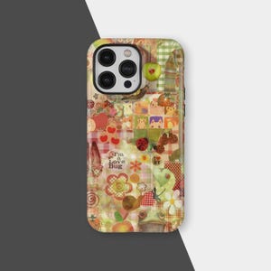 Fundas para teléfono con collage artístico de estilo retro, diseño de patchwork floral retro para iPhone 17, 16, 15, 14, 13, 12 y 11 Pro Max, Samsung S25, S24 y S23 Ultra