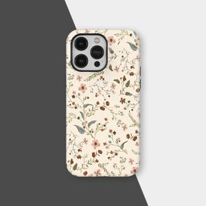 Autumn Flowers Phone Case, Floral Girly Phone Cases, Minimalist Protective Cover for iPhone 17 16 15 14 13 12 11 Pro Max, Samsung Galaxy S25 S24 S23 Ultra
