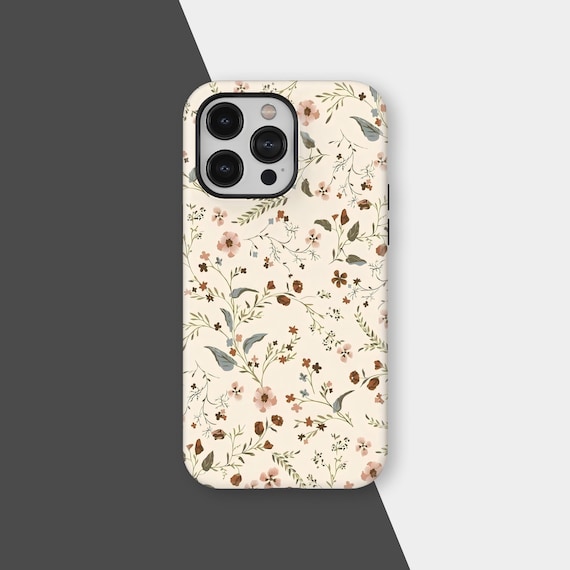 Autumn Flowers Phone Case, Floral Girly Phone Cases, Minimalist Protective Cover for iPhone 17 16 15 14 13 12 11 Pro Max, Samsung S25 S24
