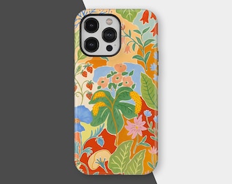 Telefonskal med botaniska blommor, blommigt flickigt lapptäcke för mobiler, iPhone 17 16 15 14 13 12 11 Pro Max, Samsung S25 S24 S23, blommig teknikgåva