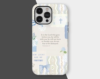 Funda cristiana para teléfono con versículo bíblico, funda con versículo bíblico, funda floral con cita de fe, iPhone 17, 16, 15, 14, 13, 12, 11, Samsung S25