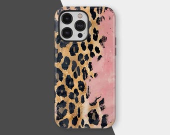 Funda para teléfono con estampado de leopardo rosa, diseño abstracto de animal, suave y resistente a golpes, compatible con iPhone 17, 16, 15, 14, 13, 12, 11 Pro Max y Samsung S25, S24 y S23.