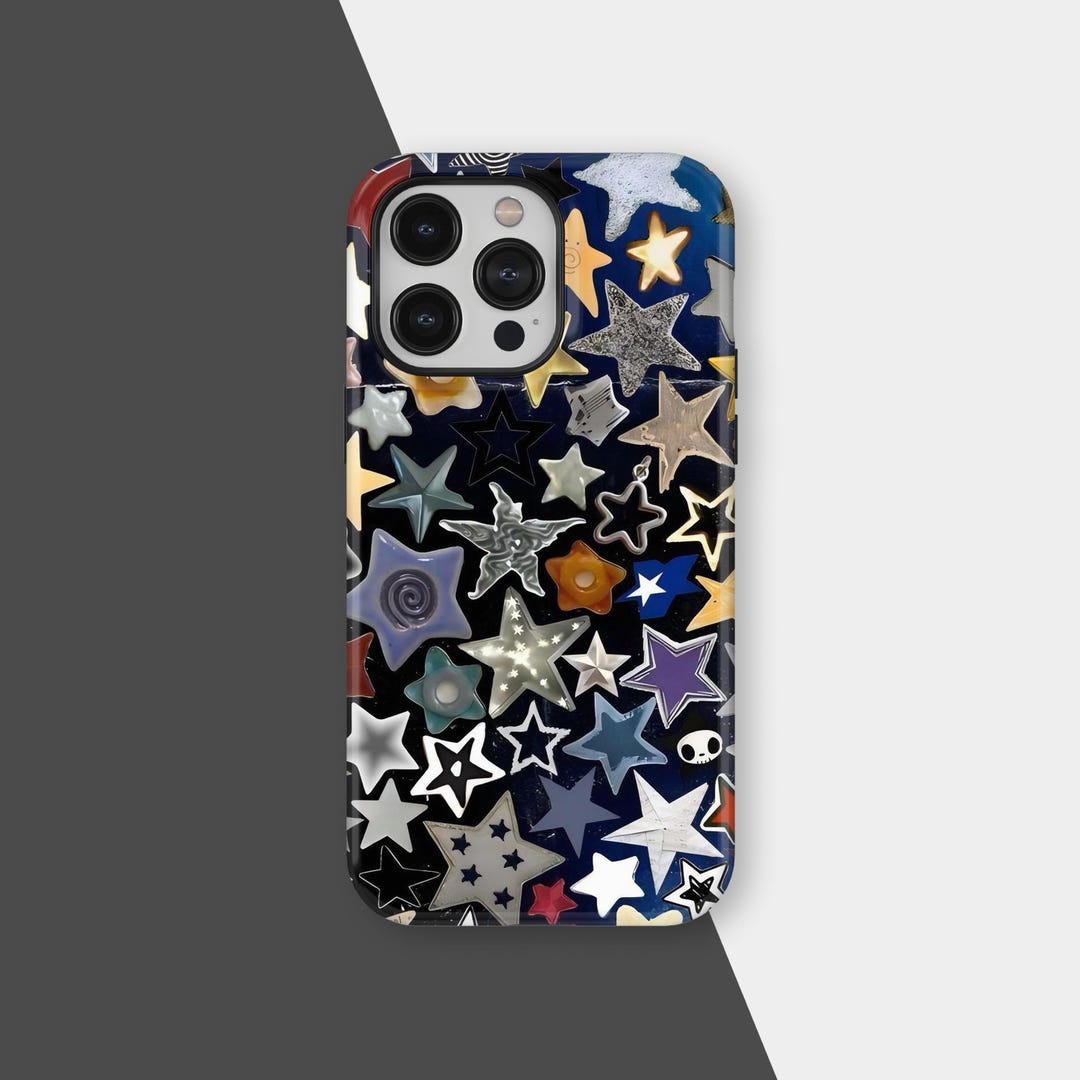 Star Pattern Phone Star Pattern Phone Case, Y2K Aesthetic, Colorful Night Sky Protective ...