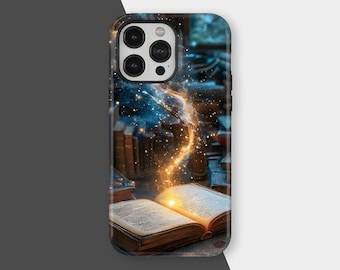 Gothic Bookshelf Phone Case, Magic Spellbook Phone Cases, Dark Academia Literary Design, iPhone 17 16 15 14 13 12 Pro Max, Samsung S25 S24