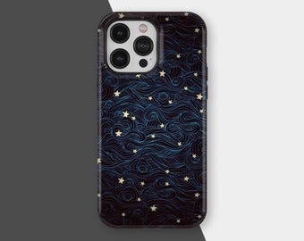 Starry Sky Swirl Phone Case, Celestial Starry Night Phone Cover For iPhone 18 17 16 15 14 13 12 11 Pro Max, Samsung Galaxy S25 S24 S23 Ultra